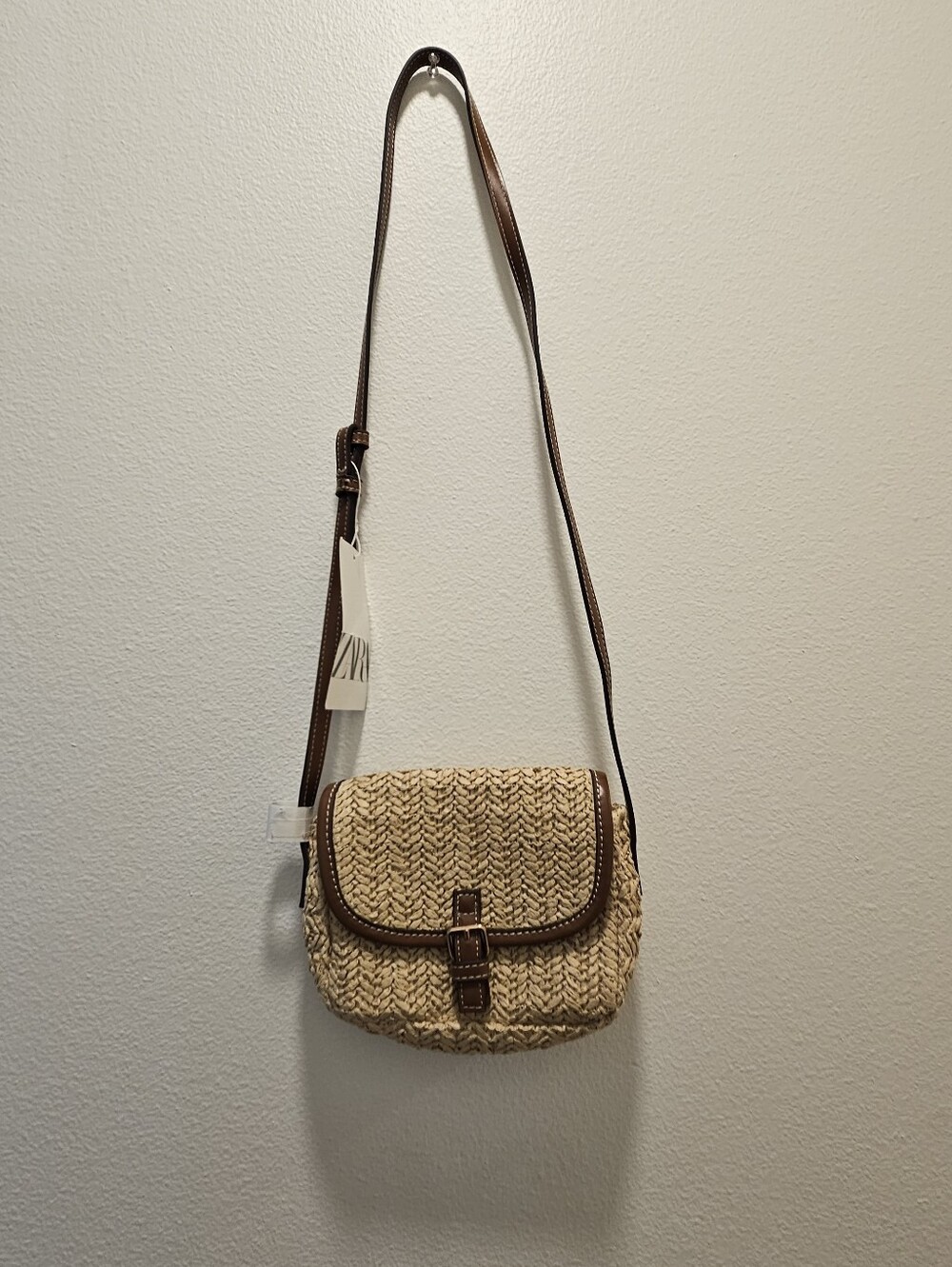 Zara Woven Crossbody Basket Weave Handbag